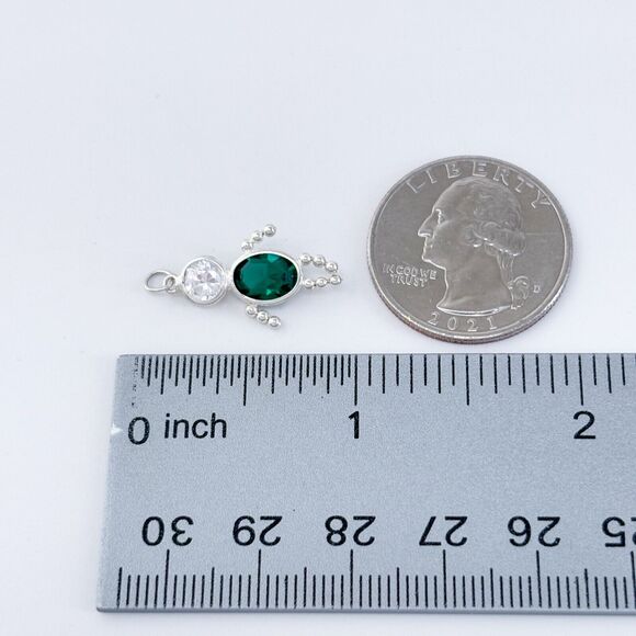 Vintage Sterling Silver 925 Green Cubic Zirconia Boy Charm Pendant - Picture 6 of 6